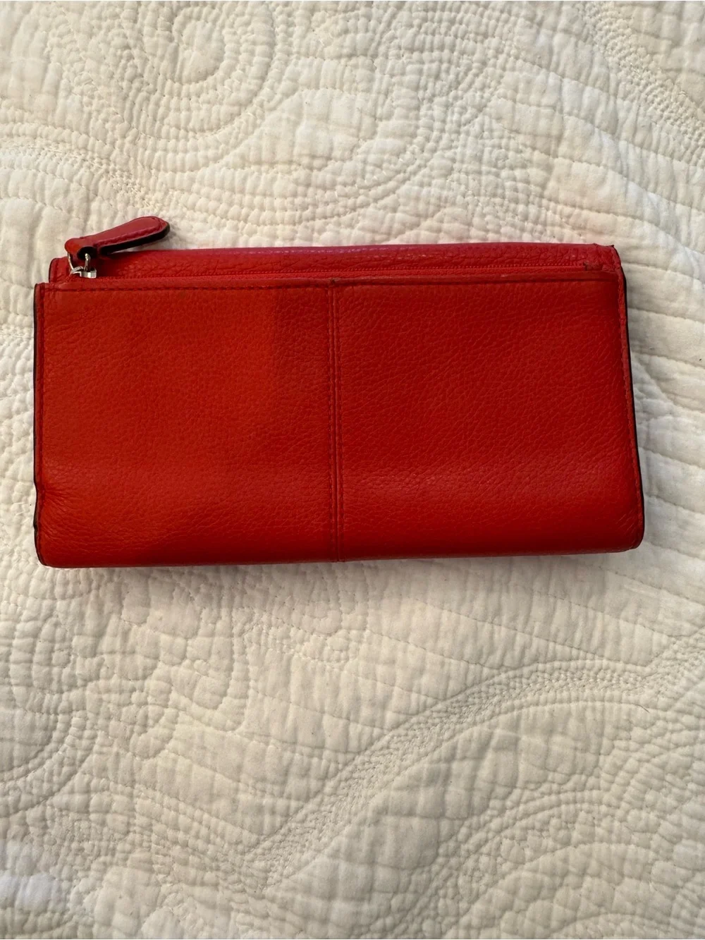 Coach Red Pebled Leather Turnlock Continental Wallet - Picture 2 of 8